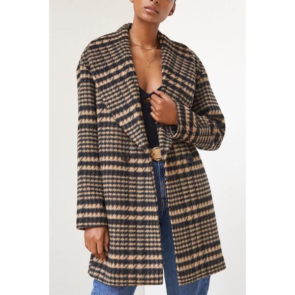 Avec Les Filles Oversized Houndstooth Dropped Shoulder  Coat Peacoat Size XL - Picture 1 of 15